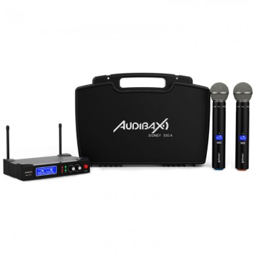 Audibax Sidney 500 A Micrófono Inalámbrico Profesional UHF Doble Mano + Maleta