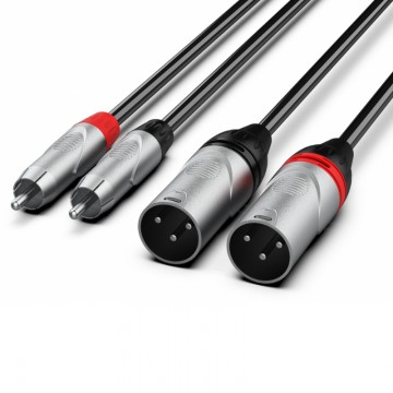 Audibax Pro Cable 2 XLR Macho a 2 RCA 15 m Negro