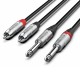 Audibax Pro Cable 2 Jack Mono a 2 RCA 3 m Negro