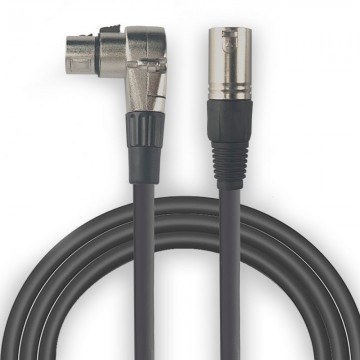 Audibax Silver Cable XLR Macho - XLR Hembra Acodado 50 cm Negro