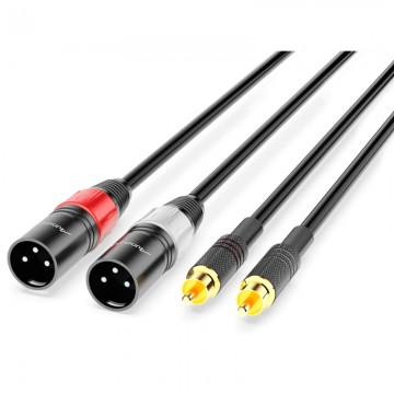 Audibax Silver Black Cable 2 x XLR Macho a 2 x RCA1,5 Metros